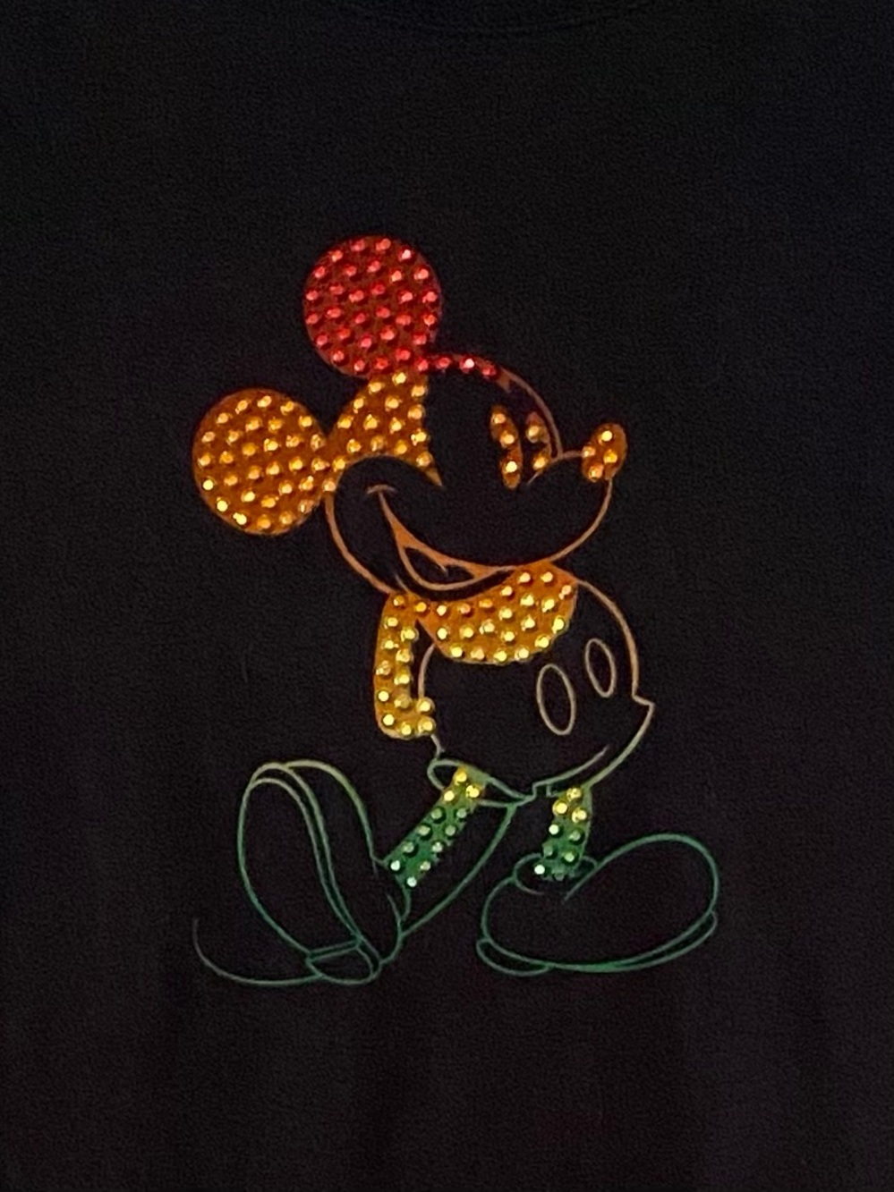 NWT Disney Black 100% Cotton Tee with Multicolor Rhinestone Mickey